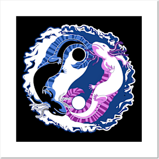 Axolotl Japanese Yin Yang Chinese Ying Yang Gift Posters and Art